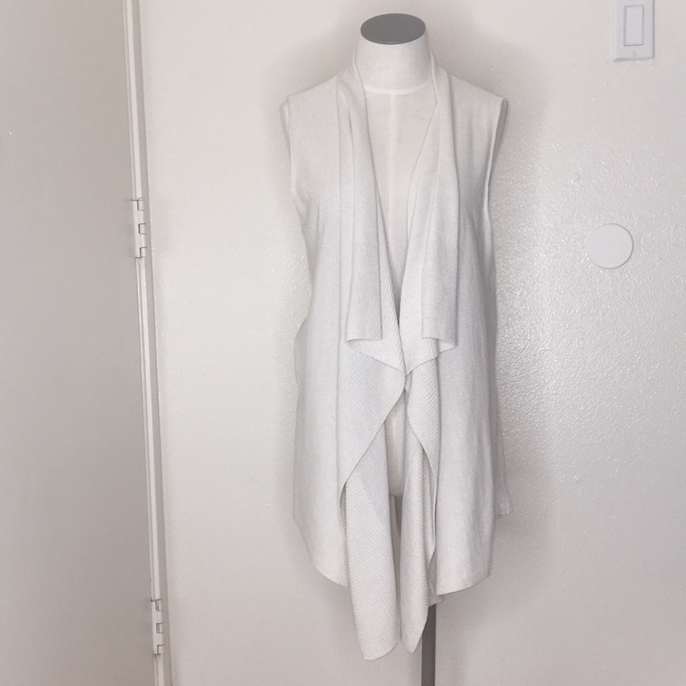 Eileen Fisher Silk Blend Waterfall Front Knit Sleeveless Vest